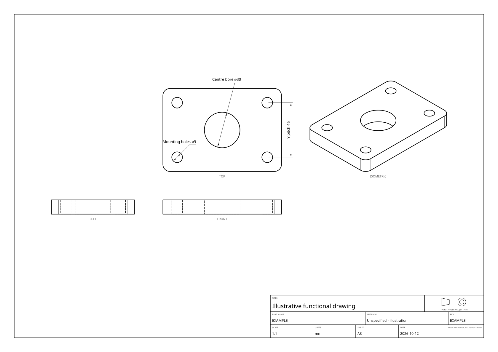 Fixture plate drawing deliberately missing its X-pitch callout