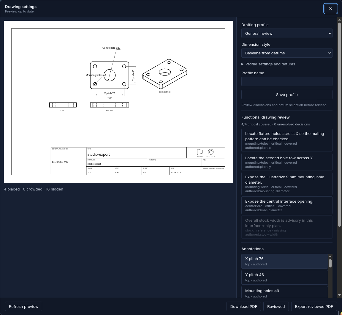 Studio complete fixture-plate review with the reviewed PDF action